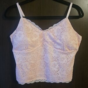 No Boundaries Baby Pink Lace Camisole With Adjustable Straps